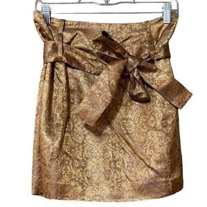 BCBGMAXAZRIA Skirt Women's 6 Metallic Tie Waist Belted Mini Casual Party Girly